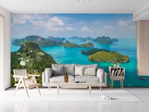 3D Isla Mar Cielo Paisaje Autoadhesivo Desmontable Papel Pintado Mural - Imagen 1 de 11