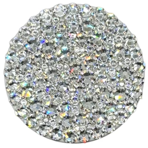Handmade Bling White Popsocket made with Multi Sized Clear Swarovski Crystals - Afbeelding 1 van 2
