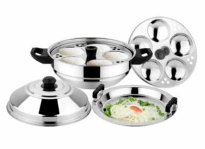 Stainless Steel Idli Maker Dhokla Steamer Steam Rice Cake Pot 10 Idly Gas Top - Picture 1 of 3