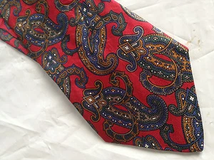 Red Blue Brown SILK Tie Necktie CLAYBROOKE (7683) - Picture 1 of 2