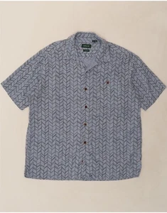 ORVIS Mens Classic Fit Short Sleeve Shirt Large Blue Geometric Hemp OH09 - Picture 1 of 3