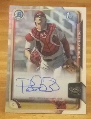 2015 Bowman Chrome Prospect Autographs Refractors/499 Peter O'Brien Arizona Diam - Image 1 of 3