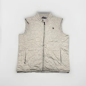 Polo Ralph Lauren Vest Mens Large Gray Quilted Zip Casual Preppy Mock Collar - Picture 1 of 17