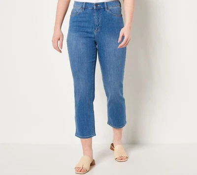 Pantalones para mujer Susan Graver talla 2 regular elástico denim pierna recta azul A494428 Foto 1 de 4