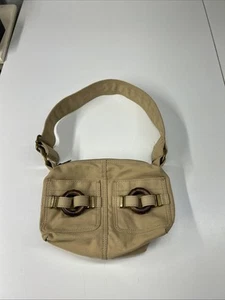 VTG Y2K Gap Shoulder Bag Handbag Purse Tan Canvas Pockets Wide Strap - Picture 1 of 9