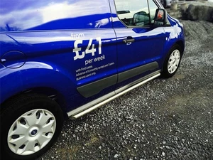 Stainless Side Bars + White LEDs For Ford Transit Tourneo Connect SWB 2014-2024 - Picture 1 of 8