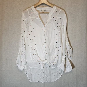 Hope Springs Damen L Top weiß bunt Blumenstickerei halbtransparent mit Trägertop - Bild 1 von 12