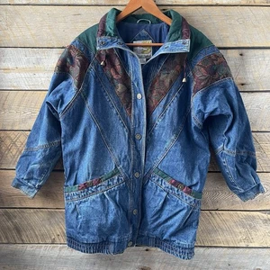 Vintage Current Seen bestickte Jeansjacke Vintage 90er Oversized Damen Größe Small - Bild 1 von 13