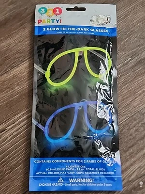 FUN GLOW IN THE DARK GLASSES NEON GREEN AND DARK BLUE - Image 1 of 4