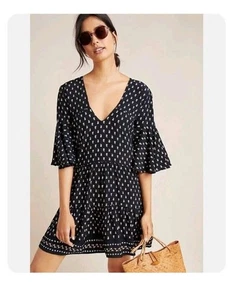 Vestido Faithfull The Brand x Anthropologie Fresa para mujer talla 2 túnica floral negra - Imagen 1 de 9