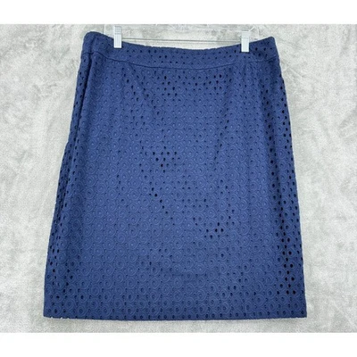Talbots Skirt 14 Straight Pencil Textured Lace Career Classic Nautical Navy Blue - Image 1 of 4