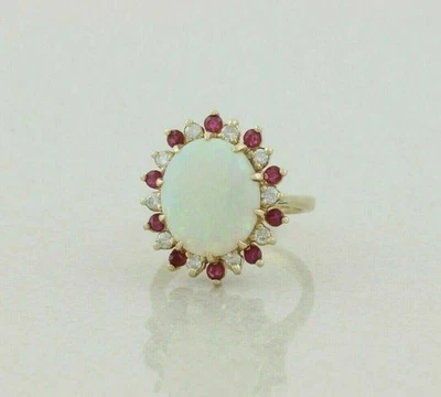 3.20Ct Oval Cut Natural Fire Opal Women's Wedding Ring 14K Yellow Gold Plated - Image 1 of 4