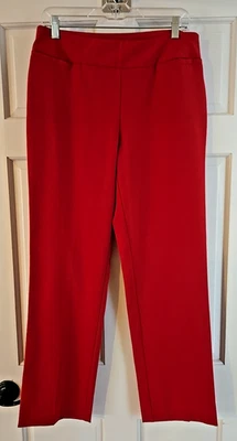 Kim Rogers Women's 10 Red Pants Regular Fit Elastic Waist 32" Pullon Pockets - Image 1 of 4
