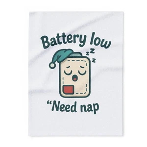Lustige Low Battery Arctic Fleecedecke, Nap Time Überwurfdecke, kuscheliger Winter - Bild 1 von 5
