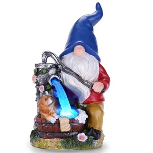 Statua Gnomo da Giardino, Decorazione Gnomo per Cortile con Luce Solare Blu, Patio P... - Foto 1 di 7