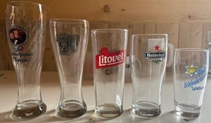 Set 5 verschiedene deutsche Biergläser mit Brauerei Aufkleber Gasaffe ist von TX - Bild 1 von 6