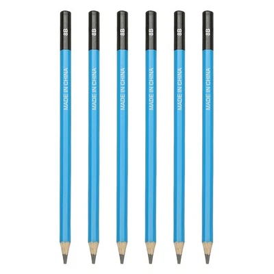6Pcs 8B Drawing Pencils for Sketching, Blue/Black - Image 1 of 4