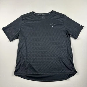 Nike Dri-FIT Miler Run Division Running Shirt DM1167-010 Mens XL Black Train Gym - Picture 1 of 7