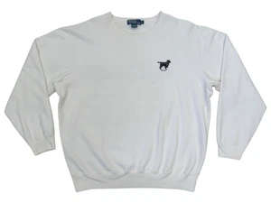 Vintage Polo Ralph Lauren Retriever Dog White Cotton Blend Sweater Size L Rare - Picture 1 of 7