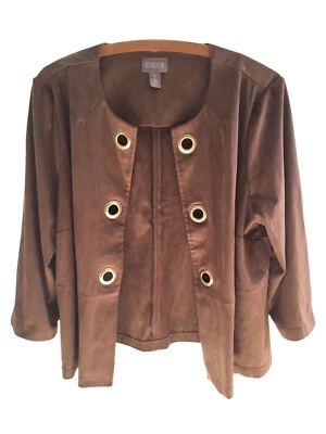 Chaqueta Chico's talla 2 imitación gamuza caramelo marrón camel oro ojal L Foto 1 de 4