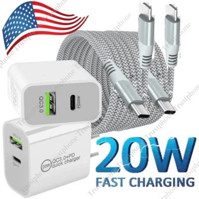 Paquete de 2 cargadores súper rápidos tipo C para iPhone 14 13 12 11 Pro Max Xs XR 8 7 6 Plus Foto 1 de 4