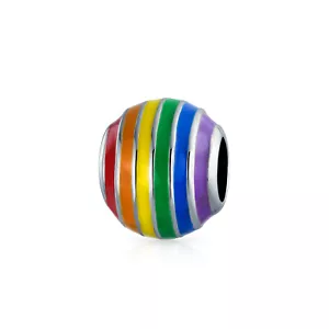 Colorful Enamel Sterling Silver LGBTQ Rainbow Spacer Charm Bead for Bracelet - Picture 1 of 4