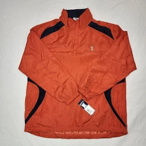 Pro Edge Men's Quarter Zip Orange And Navy Blue Windbreaker "ILLINI" - Picture 1 of 14