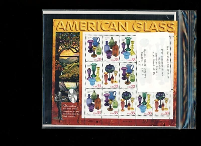 1999 US SC 3325-3328 33c American Glass - Full Sheet 15 Mystic Stamp - Image 1 of 2