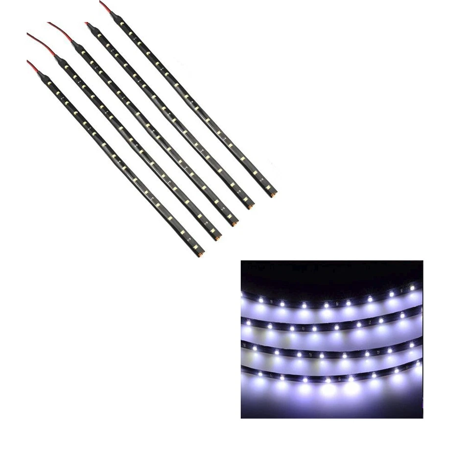 White 5PCS 12V 12" 15SMD Flexible LED Strip Light Waterproof For Car Truck Boat - Image 1 of 4