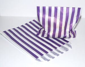 Paper Candy Striped Sweet Bags -Single Colour Wedding Birthday Loot Treats Party