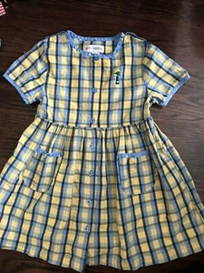 Gymboree 1998 COUNTRY MEADOWS Vintage EUC Medium 3-4 Blue/yellow plaid dress - Picture 1 of 1