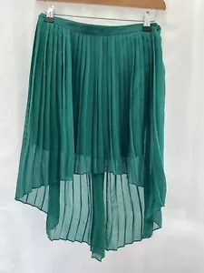 Zara Basic Green Asymmetrical Skirt Size XS W26” Chiffon Polyester Lined Womens - Picture 1 of 11