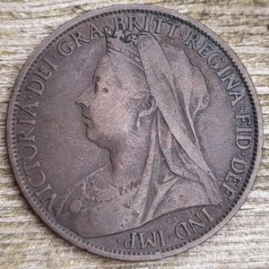 🧭 🇬🇧 UK GB One Penny, 1900. Queen Victoria. VF grade! - Picture 1 of 2