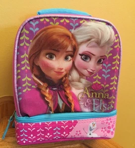 DISNEY FROZEN ELSA, ANNA, Blatt isolierte 2 Fächer LUNCH-Tasche, rosa, neu mit Etikett - Bild 1 von 2