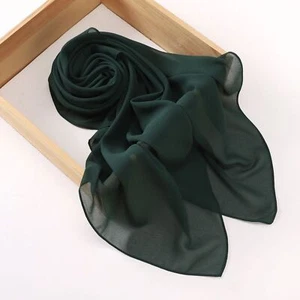 Chiffon Square Scarf Women Muslim Wrap Head Shawls Turban Plain Headscarf 110cm - Picture 1 of 37