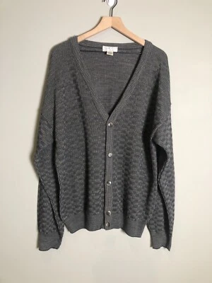 Cárdigan Suéter De Colección Murano Para Hombres L Gris Años 90 Geométrico Mezcla de Lana Mármol Italia Foto 1 de 4