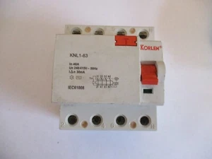 INTERRUPTOR DE CIRCUITO RCD KORLEN KNL1-63 40 AMP 30mA 4 polos - Imagen 1 de 1