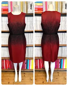 Vestido Halston Heritage Damas 10 12 Lápiz Ajustado Formal Cóctel Rojo Negro - Imagen 1 de 12