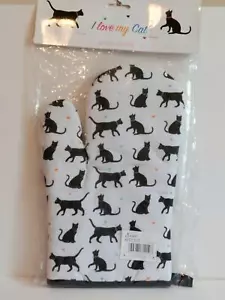Lovely "I Love My Cat" Black cat design Oven Glove, NEW - Picture 1 of 2
