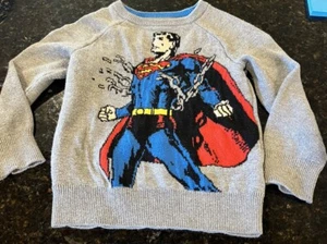 GAP x Junkfood SUPERMAN Size 4 superhero crewneck sweater gray boys - Picture 1 of 7