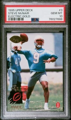 Tarjeta de novato 1995 Upper Deck Steve McNair eléctrica dorada #3 RC gema como nueva PSA 10 💎 Foto 1 de 3