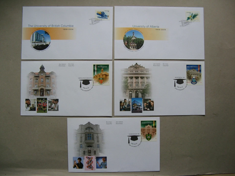 CANADA, 5x cover FDC 2006-08, Universities education, buildings - Image 1 of 1