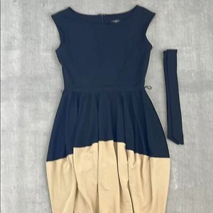 Ann Taylor Damen schwarz beige Rundhals ärmellos Freizeit Blase Kleid Größe 4P - Bild 1 von 8