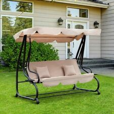 Outsunny US84A0500141 Outdoor 3-Person Patio Porch Swing Hammock Bench Canopy