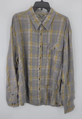 Royal Robbins 衬衫男式 XXL 2XL 灰色黄色格子长袖纽扣户外 — 第 1/4 张图片