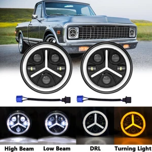 Pair 7" inch Round LED Headlights Hi/Lo Beam Sealed For Chevy Truck Camaro C10 - Picture 1 of 7