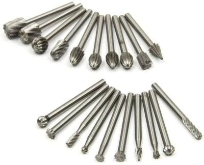 20x HSS Carbide Burr Rotary Drill Bits Set Grinder Carving Engraving Dremel Tool - Image 1 of 4