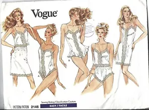 Vogue Sewing Pattern 2146, SLIPS, CAMI, TEDDY, PANTIES, SIZE XS-M, PARTLY CUT - Picture 1 of 2