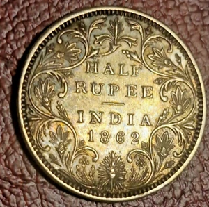 Victoria 1862 halbe Rupie selten Beweis unc - Bild 1 von 4