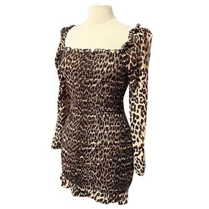 ASOS Smocked Animal Print Mini Dress Size 4 NWT - Picture 1 of 11